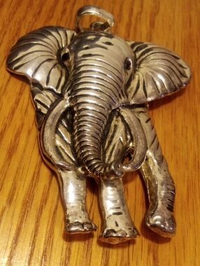Men's Silver Elephant Pendant Necklace - Sculpted Elephant Charm